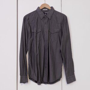 EXPRESS Button Down Shirt, Gunmetal, Size Large